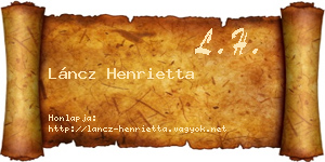 Láncz Henrietta névjegykártya